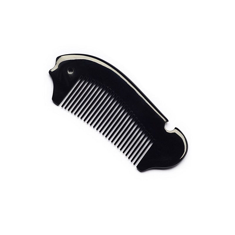 Engrave logo-Black ox horn comb fish comb beard comb hair massage barber tool