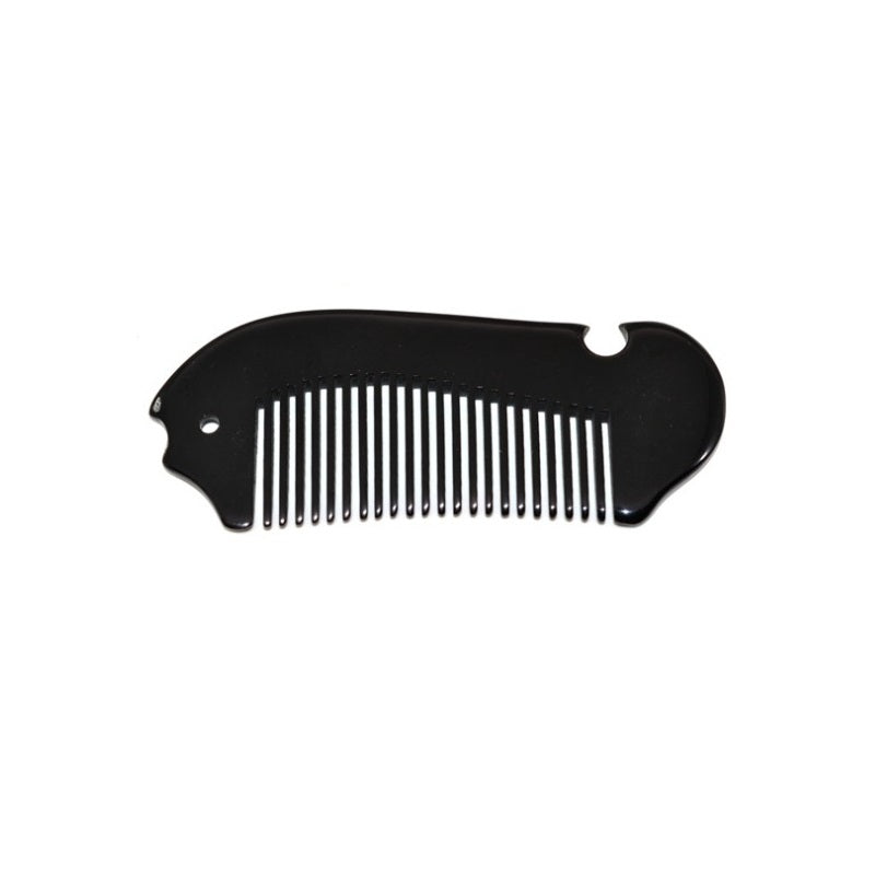 Engrave logo-Black ox horn comb fish comb beard comb hair massage barber tool