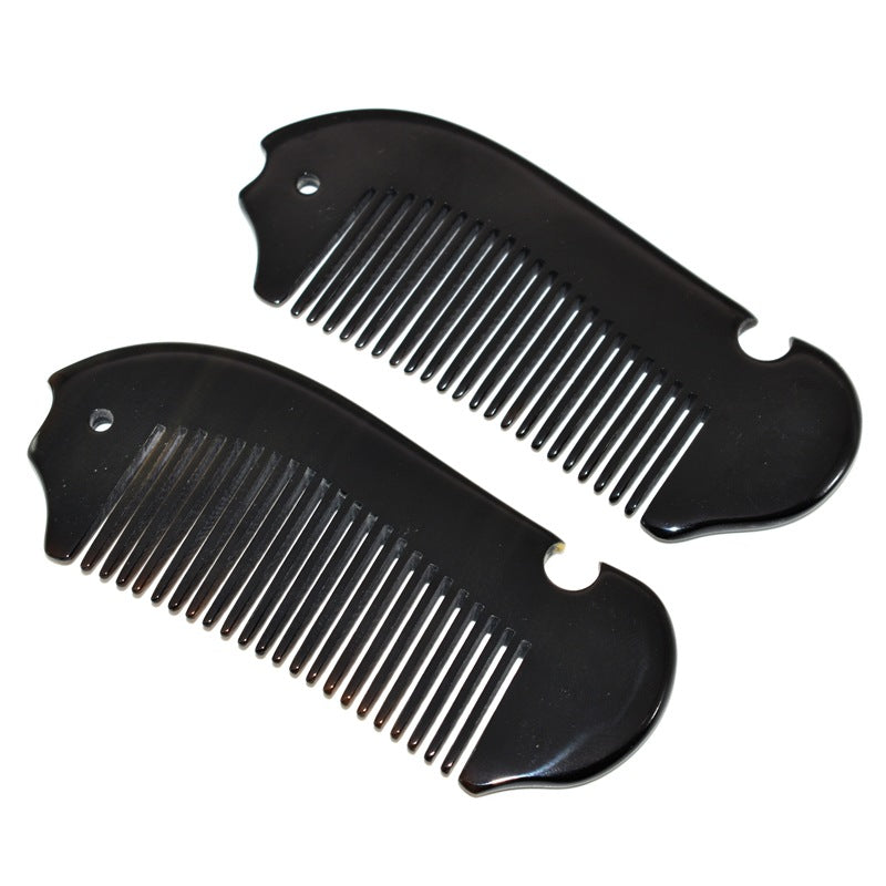 Engrave logo-Black ox horn comb fish comb beard comb hair massage barber tool