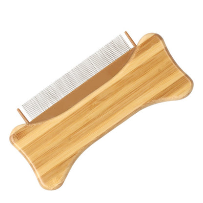 Engrave logo-Bamboo pet comb Flea comb Bone comb for cat/dog care