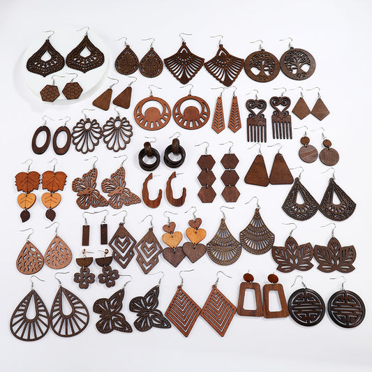 Engrave logo-Wooden Jewelry vintage style earings Creative Earrings