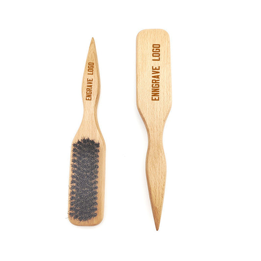 Engrave logo-Beech handle boar bristle brush beard brush barber brush clean brush wholesale