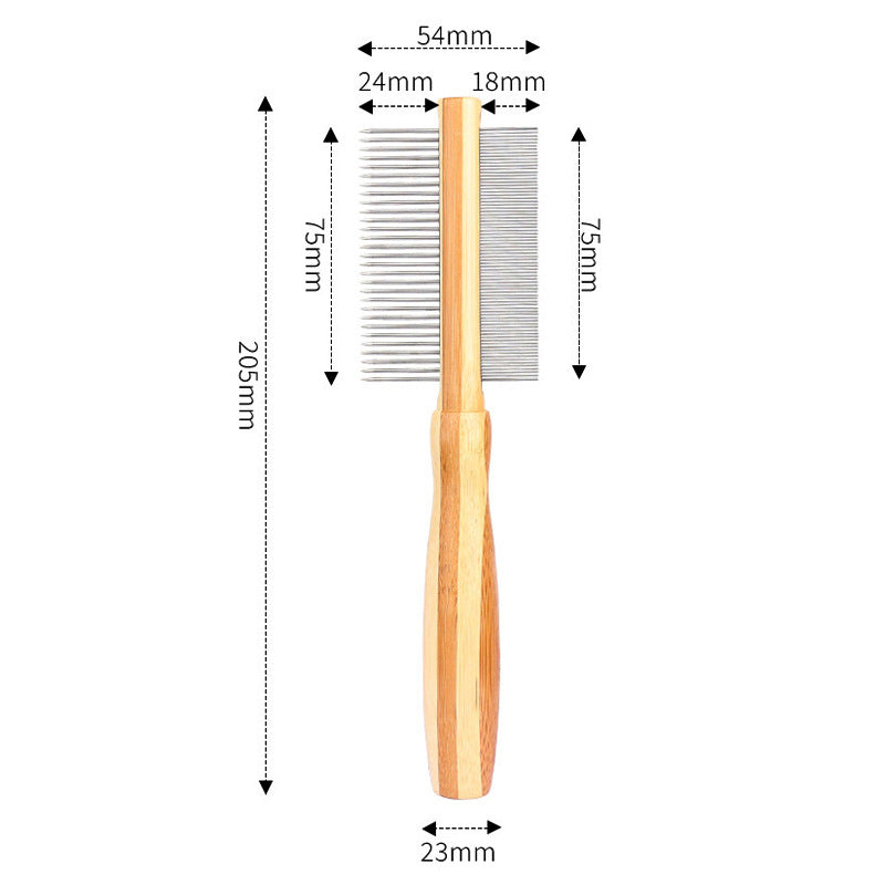 Engrave logo-Bamboo pet comb Flea comb Bone comb for cat/dog care