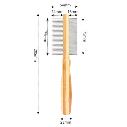Engrave logo-Bamboo pet comb Flea comb Bone comb for cat/dog care