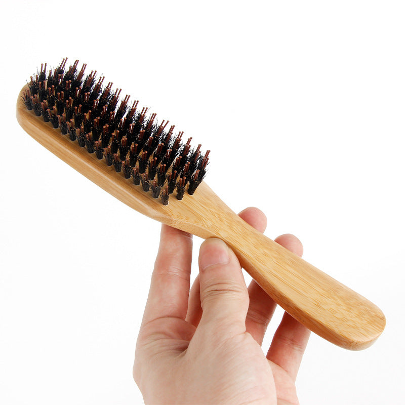 Engave logo-Bamboo handle beard brush boar brush nylon brush Slicked-back brush barber brush