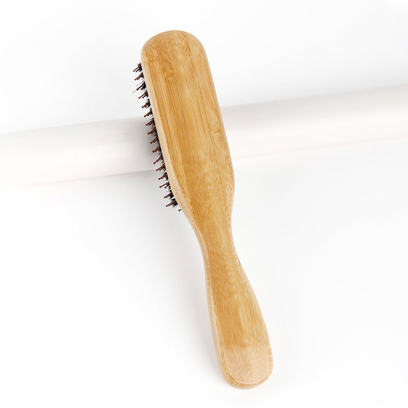 Engave logo-Bamboo handle beard brush boar brush nylon brush Slicked-back brush barber brush