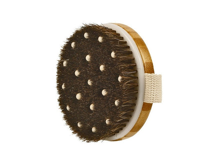 Engrave logo-Horse hair brush bamboo handle brush body brush dry brush bath brush massage SPA