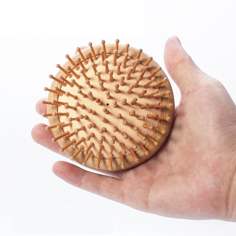 Engrave logo-Bamboo airbag brush hair brush mushroom shape grooming massage brush