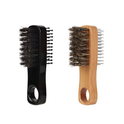 Customize logo-MINI beech wood beard care brush two sides bristle pocket brush