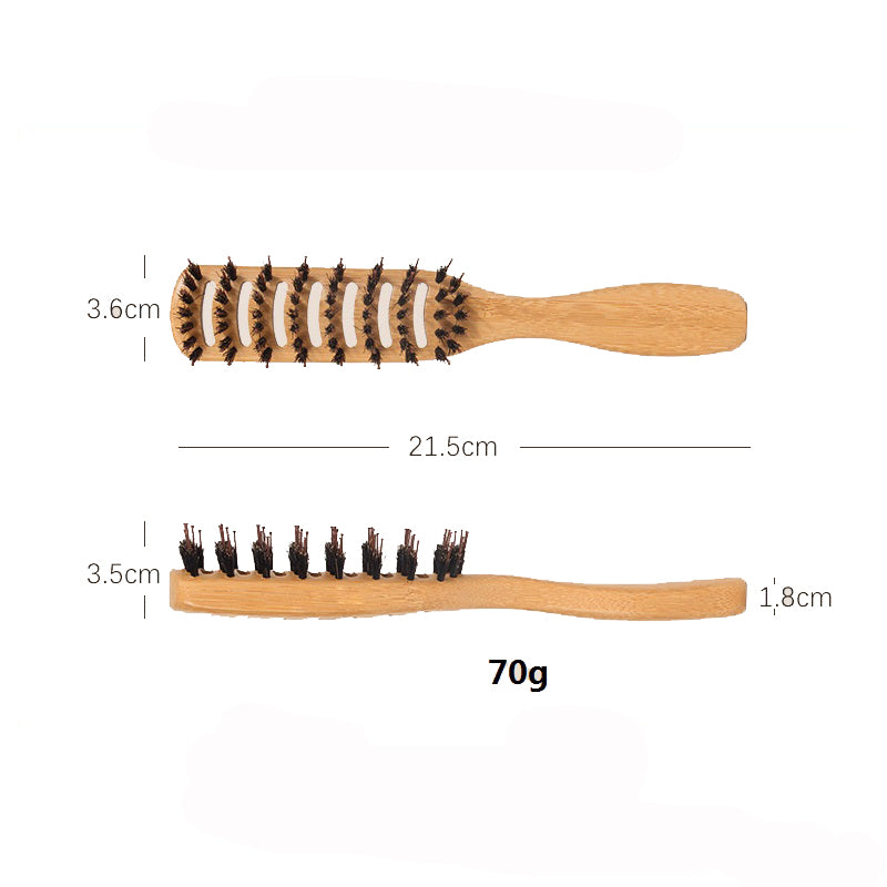 Engave logo-Bamboo handle beard brush boar brush nylon brush Slicked-back brush barber brush