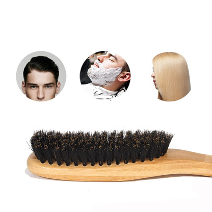 Engrave logo-Bamboo handle beard brush boar bristle brush Slicked-back brush barber brush