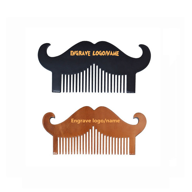 Personalized-Mustache shape comb peach wood comb pocket travel brush beard hair