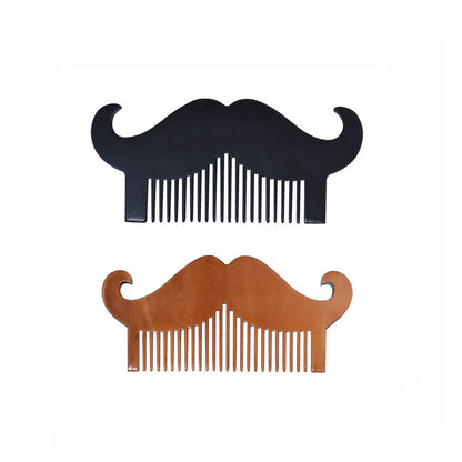 Personalized-Mustache shape comb peach wood comb pocket travel brush beard hair