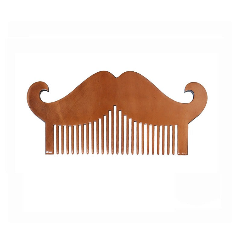 Personalized-Mustache shape comb peach wood comb pocket travel brush beard hair