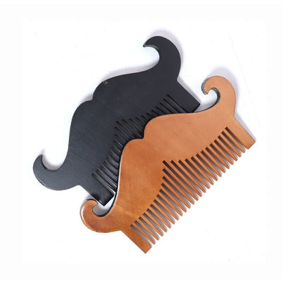 Personalized-Mustache shape comb peach wood comb pocket travel brush beard hair