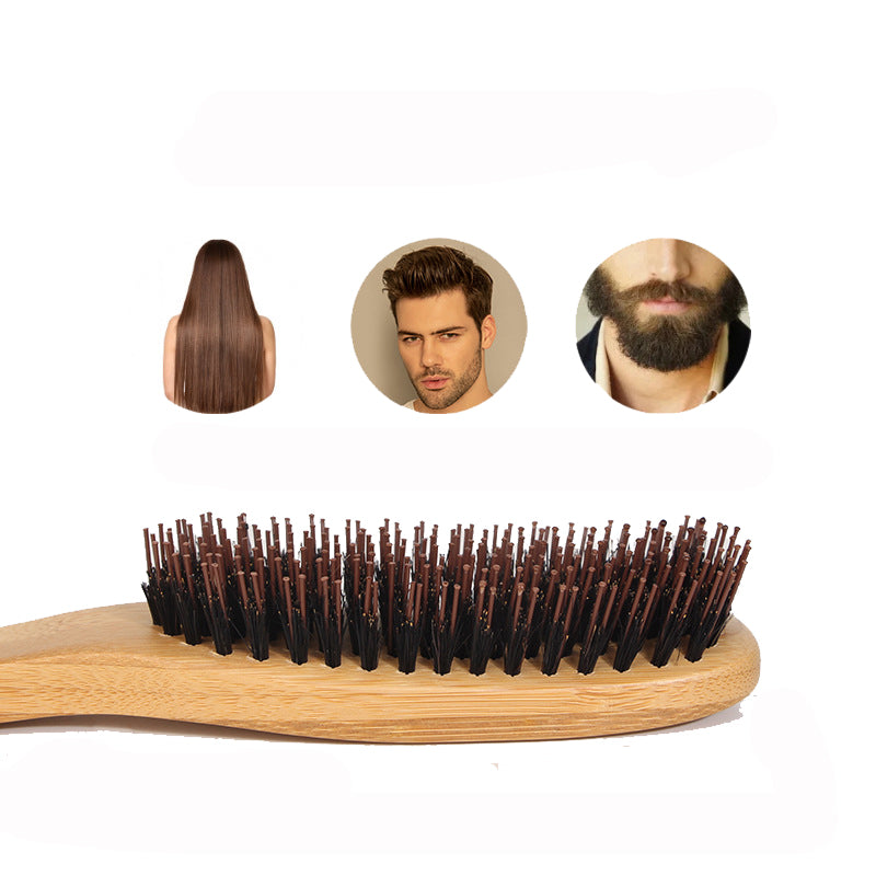 Engrave logo-Bamboo handle beard brush boar bristle brush Slicked-back brush barber brush