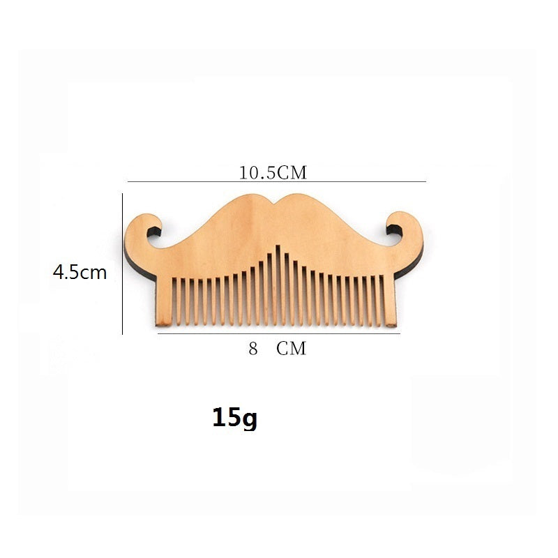 Personalized-Mustache shape comb peach wood comb pocket travel brush beard hair