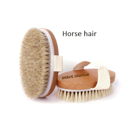 Engrave logo-Wood handle horse hair brush shower brush body brush dry brush clean brush