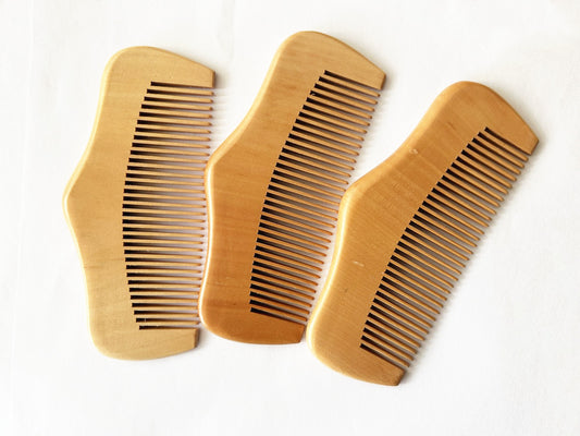 Engrave logo-Peach wood comb barber comb beard shape pocket size comb