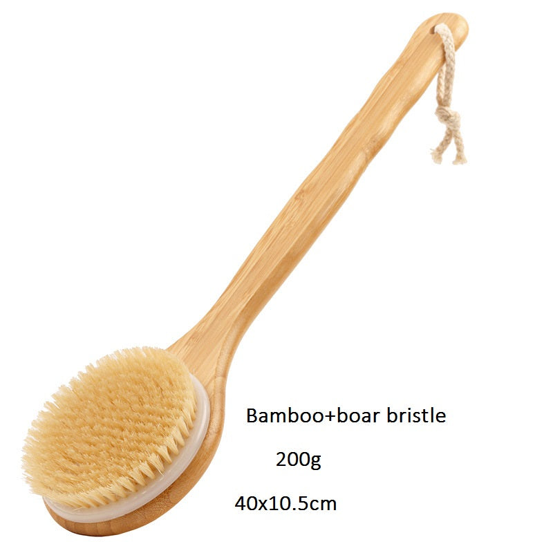 Engrave logo-Long handle bath brush bamboo shower brush body brush clean brush