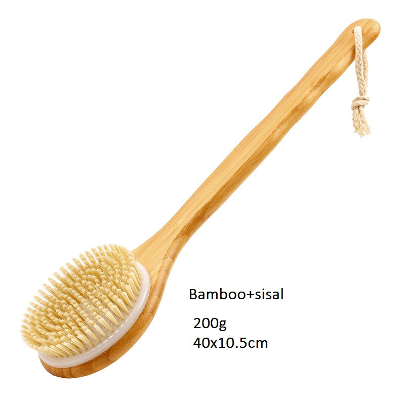 Engrave logo-Long handle bath brush bamboo shower brush body brush clean brush