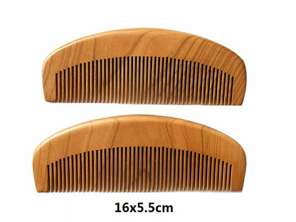 Engrave logo-Peach wood comb fine tooth beard hair care grooming barber comb