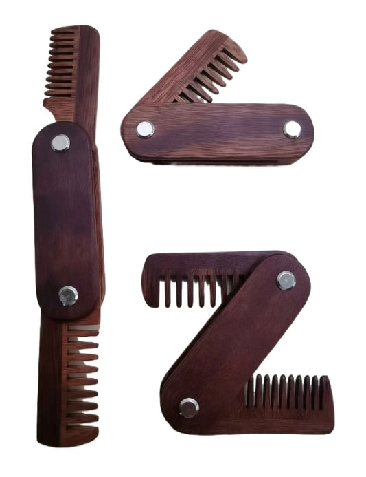 Engrave logo-Red wood folding comb beard care comb hair comb pocket size wholesale