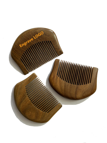 Customize Logo-Mini greensandal Fine Tooth Wood Comb Beard Comb Pocket Size Comb Hair Brush 7.5x5.5cm