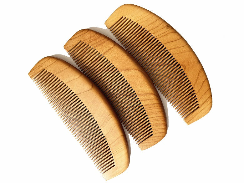 Engrave logo-Peach wood comb fine tooth beard hair care grooming barber comb