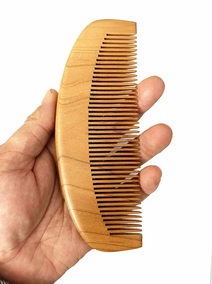 Engrave logo-Peach wood comb fine tooth beard hair care grooming barber comb