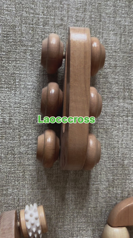 Engrave logo-Natural wood massagers body massage roller SPA Muscle relaxation