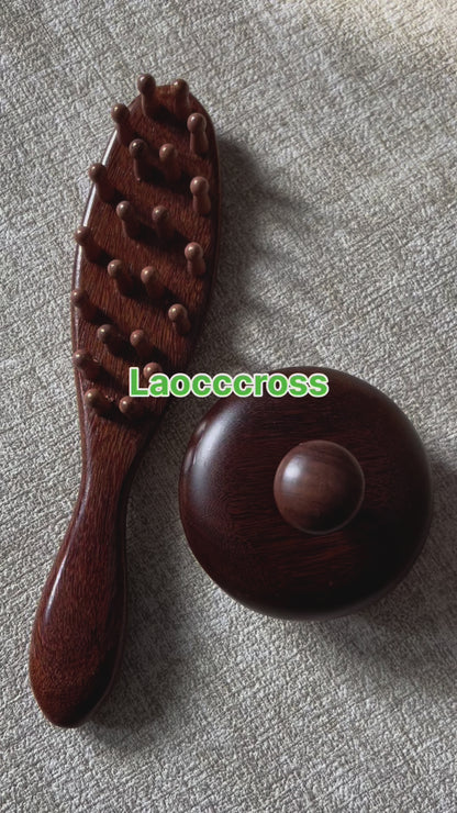 Personalized logo-Natural sandalwood comb massage hair body brush SPA tool