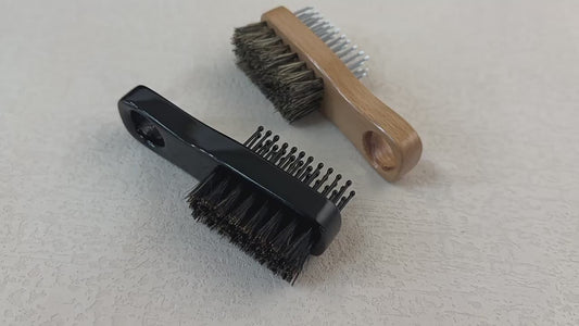 Customize logo-MINI beech wood beard care brush two sides bristle pocket brush