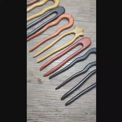 Customized logo-Sandalwood hair pins hair fork combs grooming tool hairpins
