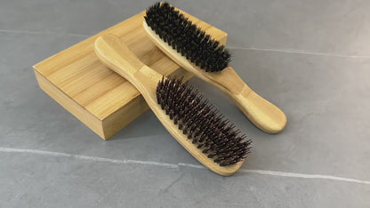 Engrave logo-Bamboo handle beard brush boar bristle brush Slicked-back brush barber brush