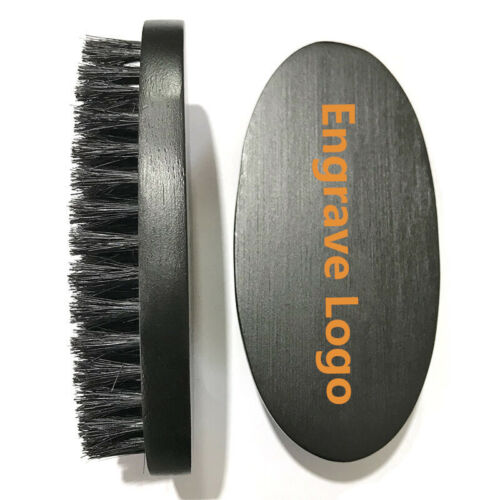 Customize Logo-Black Boar Bristle Beard Brush Wooden Facial Brush makeup