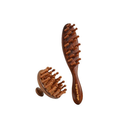 Personalized logo-Natural sandalwood comb massage hair body brush SPA tool