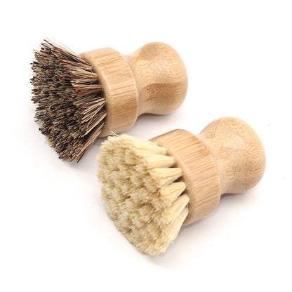 Engrave logo-Bmaboo handle dish wash brush palm head sisal head brush pans brush