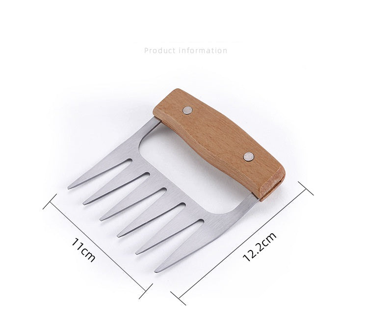 Customize Your Logo-Beech wood handle Meat Ripper Meat Claw Shredders stainless steel