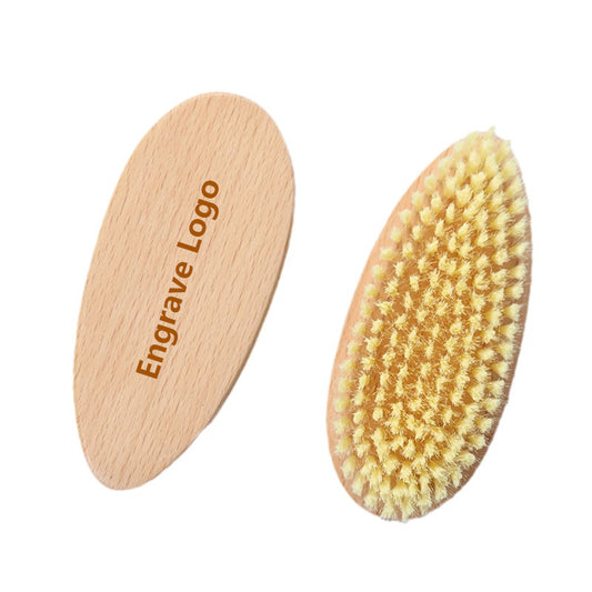 Engrave Logo-Beech wood nylon head brush heart shape body brush wash brush cloth brush beard brush