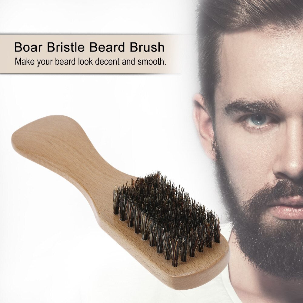 Customize Your Logo-Beech Wood Handle Boar Bristle Beard Brush For Men Beard Care Makeup Hair brush beard comb