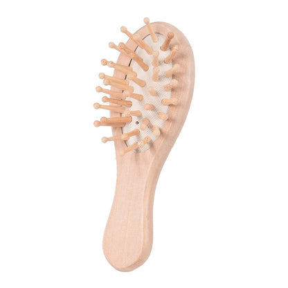 Customize Logo-Mini airbag brush wood handle massage hair comb makeup tool pocket brush