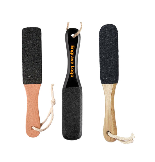 Engrave Your Logo-New Kind Wood Handle Foot Brush With Black silicon carbide Clean Foot exfoliate dead gray dead skin