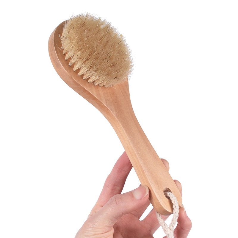 Engrave logo-Dry Brush Bath Brush boar bristle Wood Body Brush Body Cleaning Brush For Shower Promotion Gift