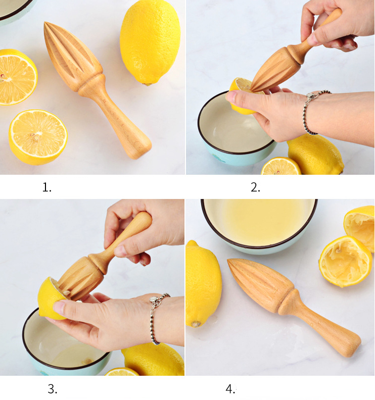 Engrave logo-Beech wood Manual beech lemon juice press unpainted lemon cone kitchen baking, squeezing and squeezing juice tool