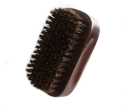 Engrave Logo-New design Beech wood boar bristle beard brush square handle medium hard brush grooming tool