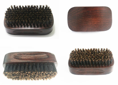 Engrave Logo-New design Beech wood boar bristle beard brush square handle medium hard brush grooming tool