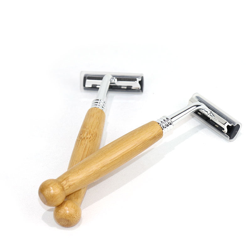 Engave logo-Natural bamboo Handle Razor ABS head Hotel Razor Men Beard shaving