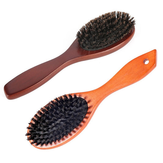 Engrave logo-Wood handle brush airbag brush boar bristle brush hair brush massage brush