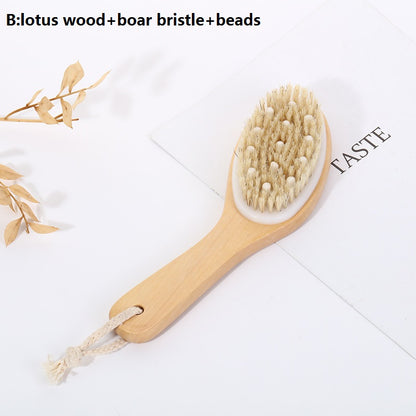 Engrave logo-Wood handle body brush dry brush bath brush wave handle boar bristle brush